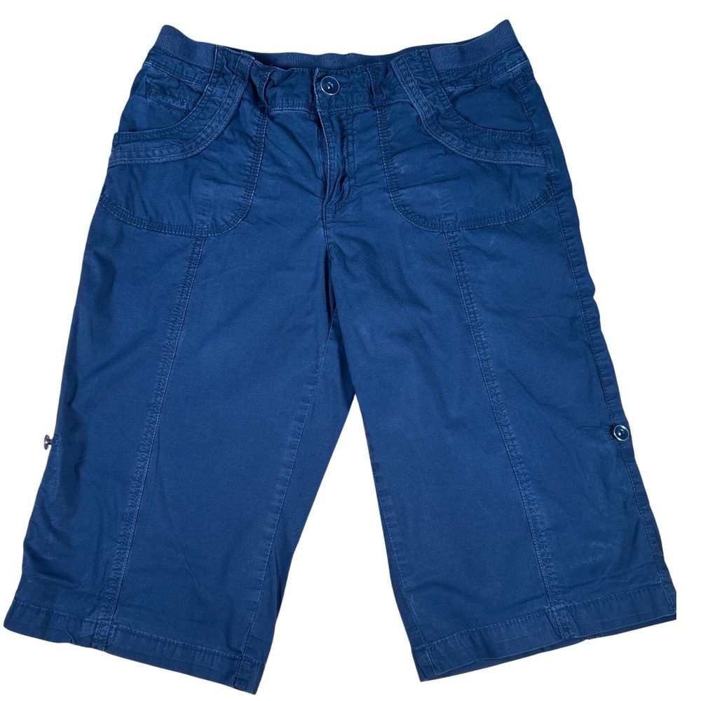 Khakis & Company Navy Blue Cargo Capri Pants Womens Size 6 Stretch Mid Rise Y2K